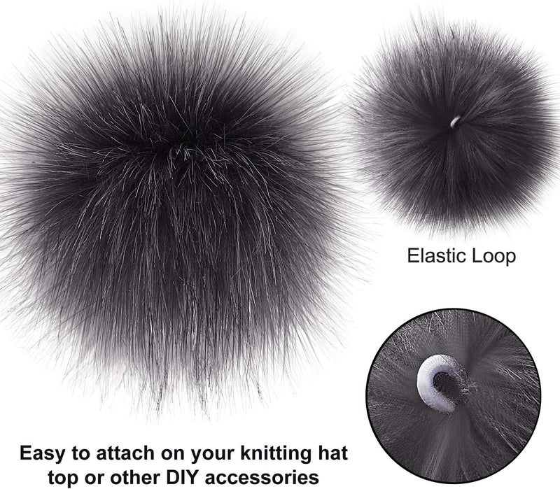 Bememo 14 Pieces Faux Fur Pom Pom Balls for Hats DIY Faux Fur Pompom with Elastic Loop for Hats Shoes Scarves Gloves Scarves Bag Key Chain Charms Accessories (Popular Mix Color) - Image 4